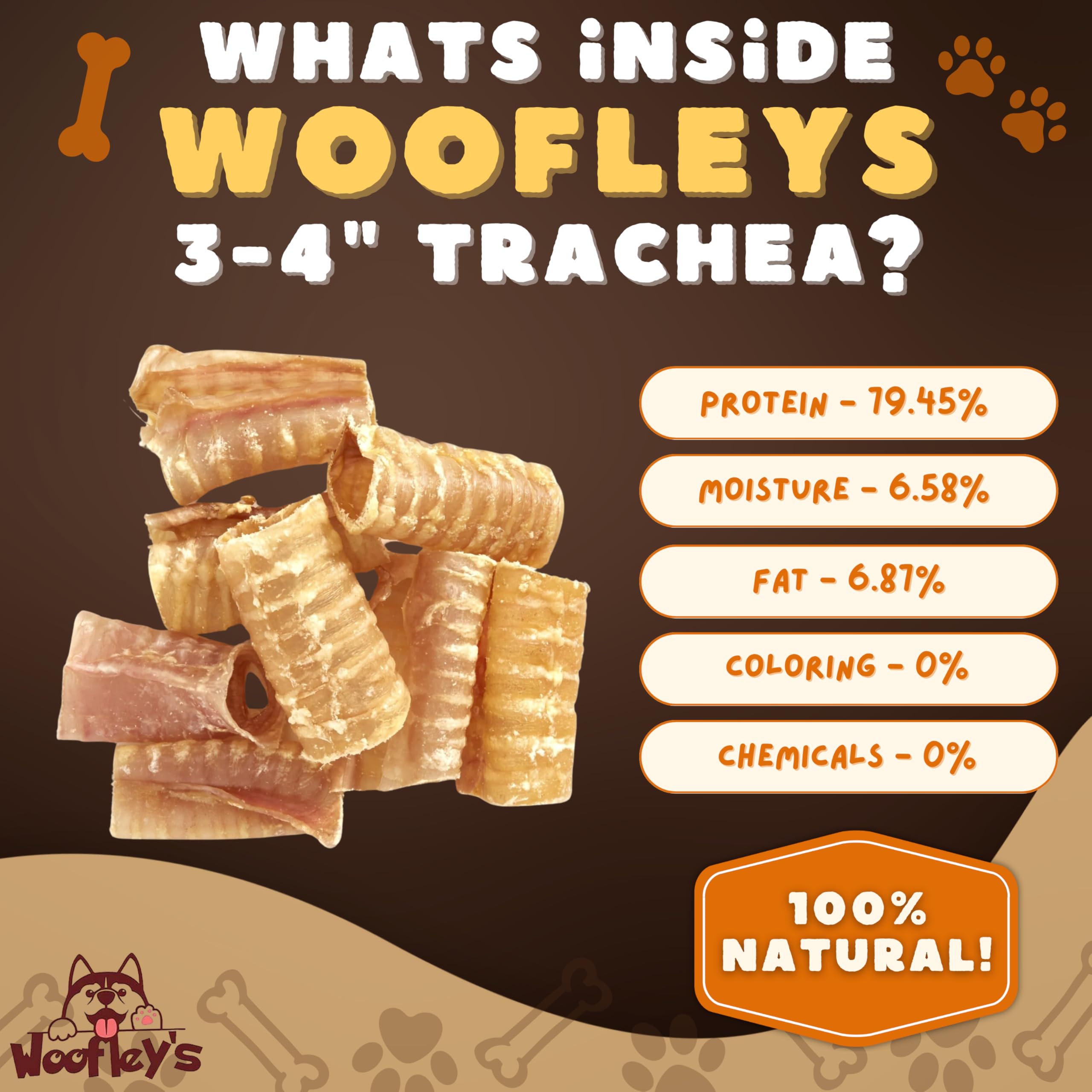 Woofley's labeled natural grazing source beef trachea product.
