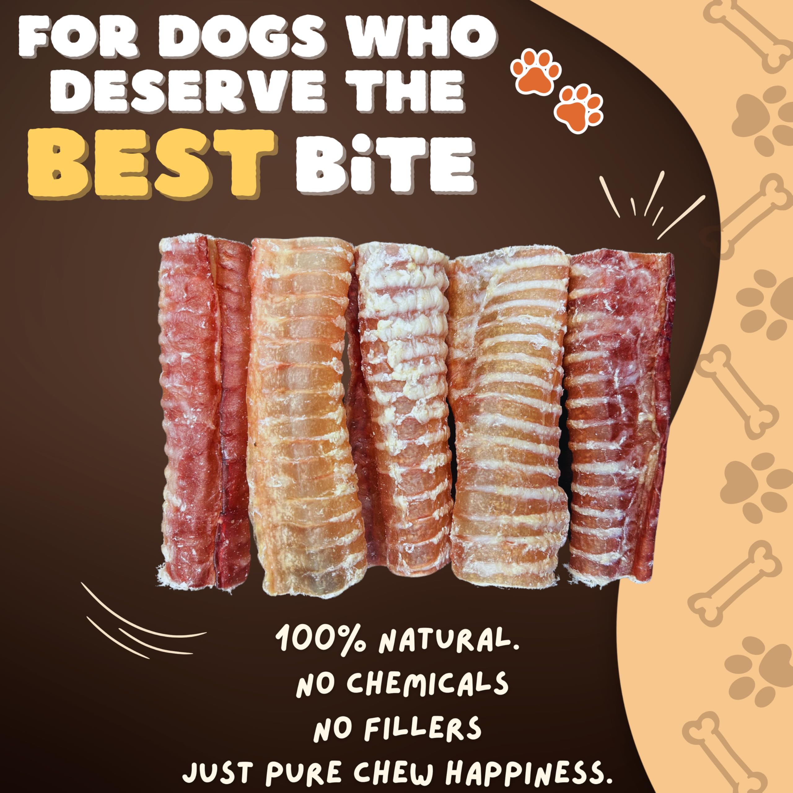 Close-up of Woofley's Beef Trachea showing natural texture for curious chewers.