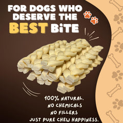 Close-up texture of Woofley's Buffalo Beef Cheek Braids highlights natural chew texture.