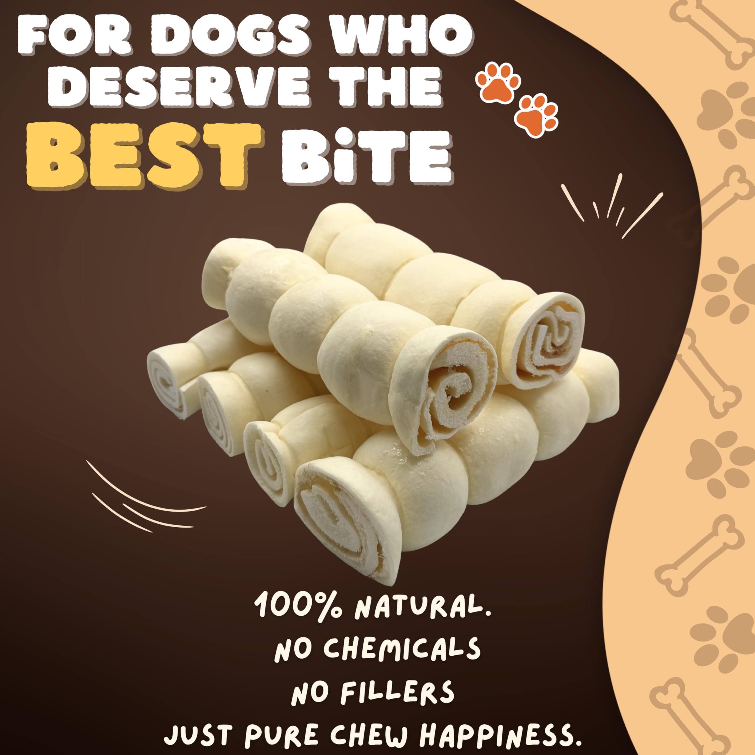 Woofley's Buffalo Beef Cheek Roll 5-6 inch, ideal for small and medium dogs.