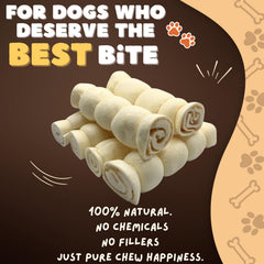 Woofley's Buffalo Beef Cheek Roll 5-6 inch, ideal for small and medium dogs.