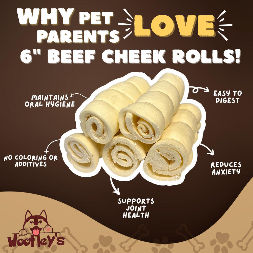 Woofley's buffalo beef cheek roll dog chew in action promotes mental engagement.