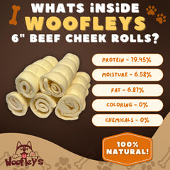 Woofley's buffalo beef cheek roll packaging demonstrates natural sourcing and single-ingredient quality.