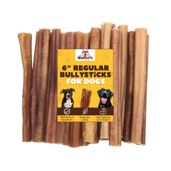 Woofley's buffalo bully stick 6in-packfront long-lasting chew for dogs.