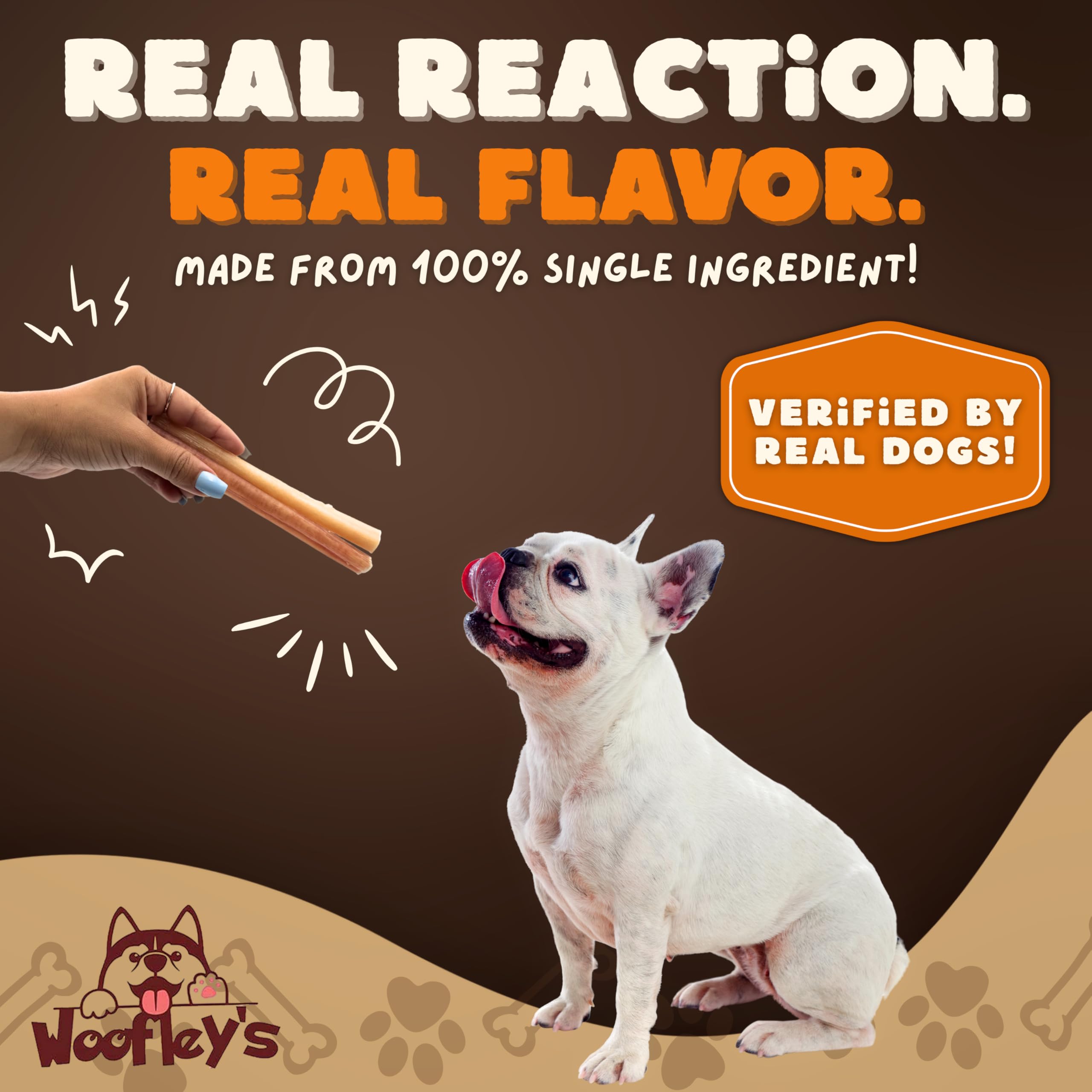 Woofley's buffalo bully stick rawhide-alternative durable all-natural chew option.