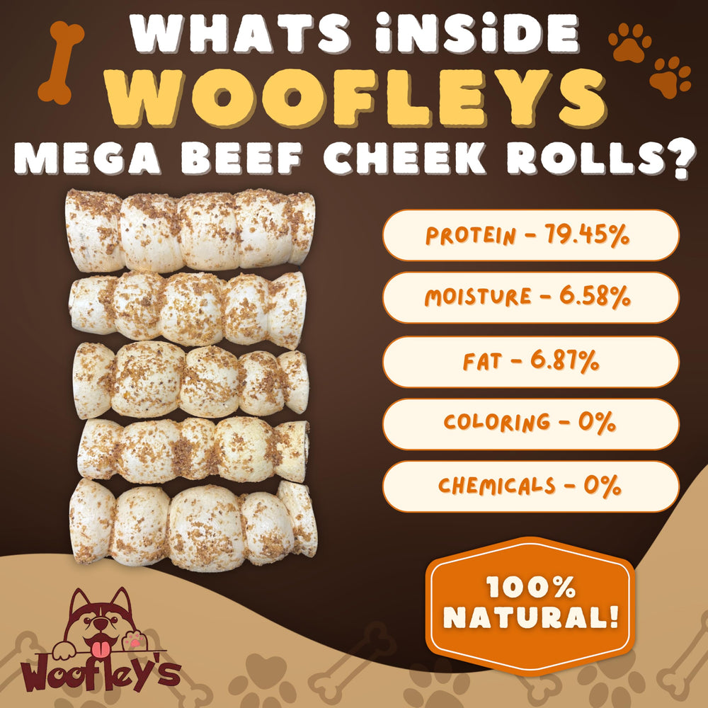 10-12 inch Woofley's bully dusted roll, ideal for power chewers.