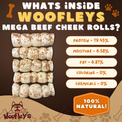 10-12 inch Woofley's bully dusted roll, ideal for power chewers.