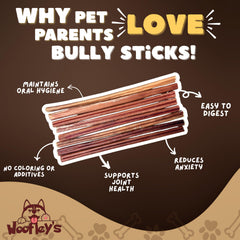 Close-up of Woofley's bully stick texture showing a natural chew surface.