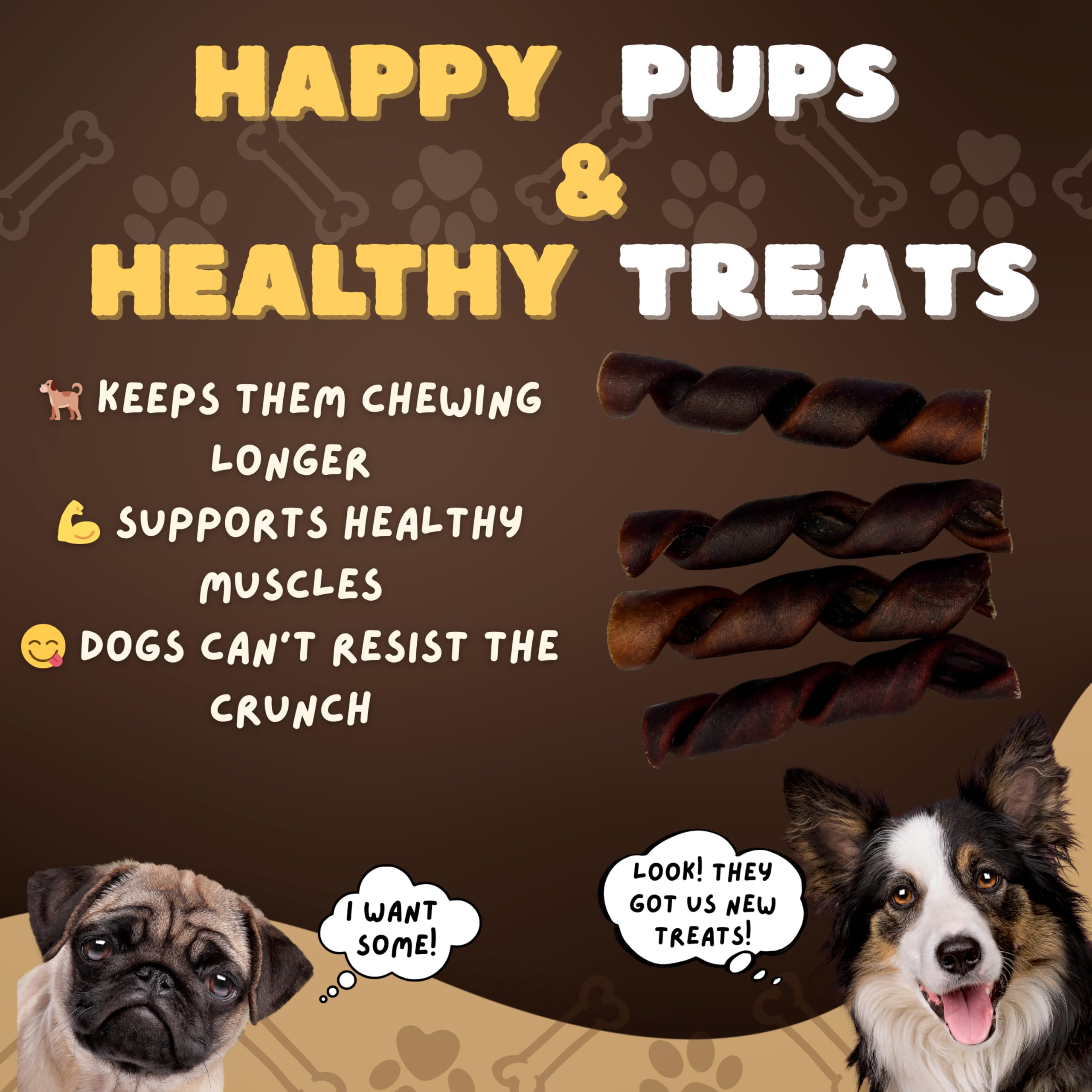 Woofley's Collagen Springs made with free-range cattle for natural ingredients.