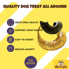 Woofley's Lamb Horn closeup texture reveals natural surface for extended chewing.
