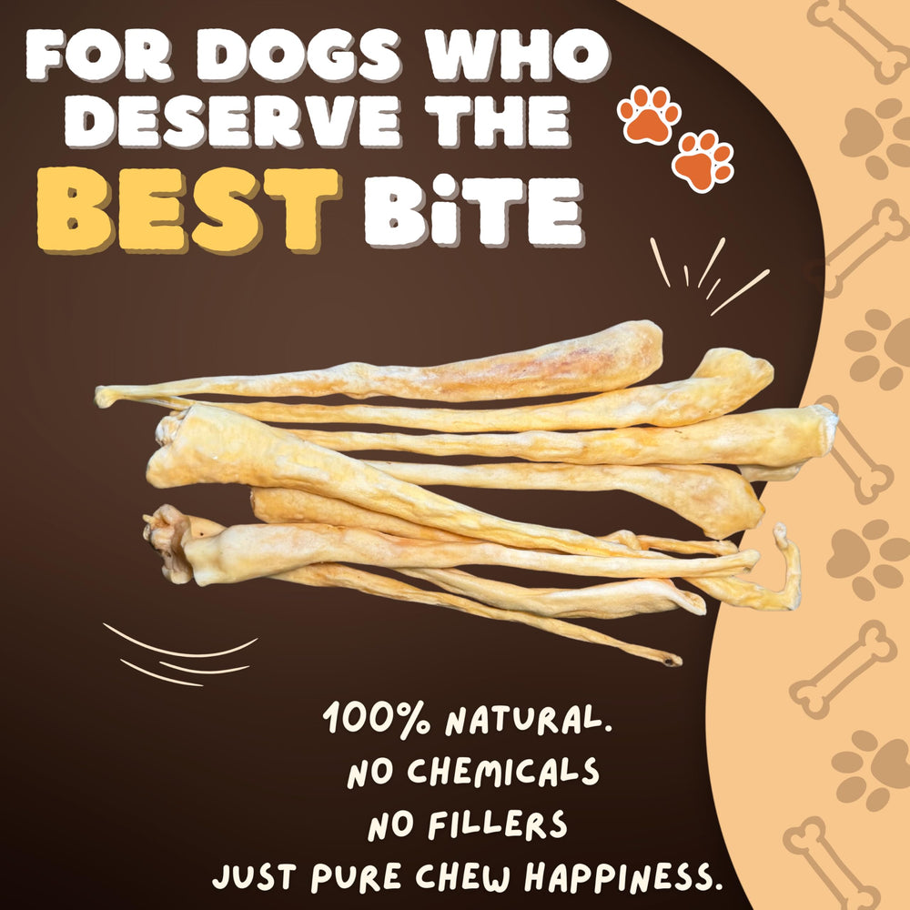 Closeup of Lamb Tail Sticks highlighting natural ingredients and chew texture.