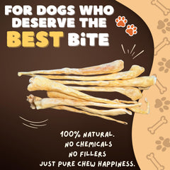 Closeup of Lamb Tail Sticks highlighting natural ingredients and chew texture.