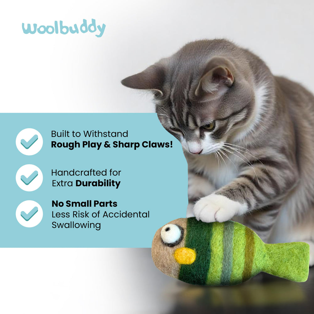 Woolbuddy catnip-free design offers safe, scent-free play experiences