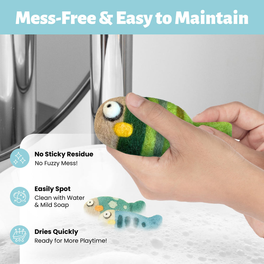 Woolbuddy felted fish toys encourage daily exercise and boredom relief