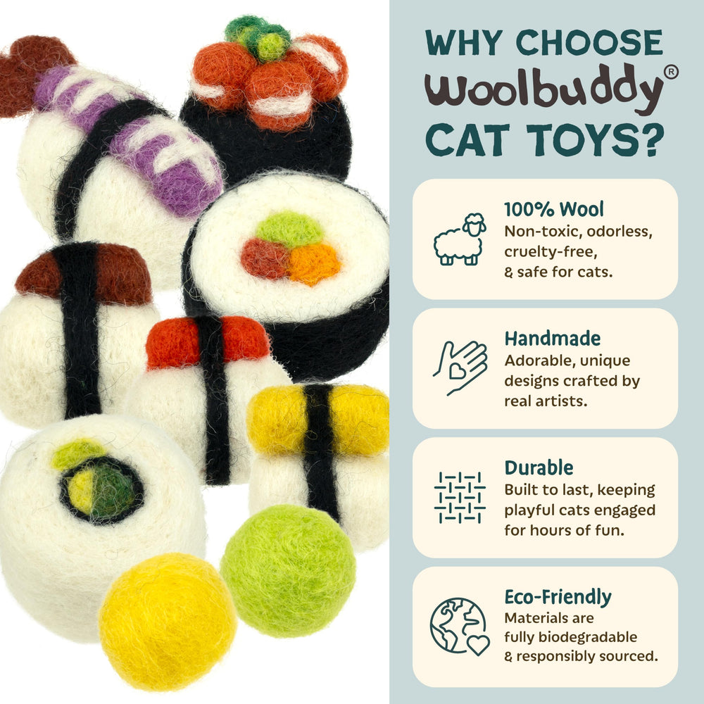 Woolbuddy dental-enrichment close-up; wool fibers may help reduce plaque during play.