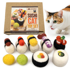 Woolbuddy Sushi Cat Toy Set packaging display, ideal for gifting cat lovers.