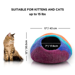 Woolygon Premium Felt Cat Cave Bed folded hideaway showing portability