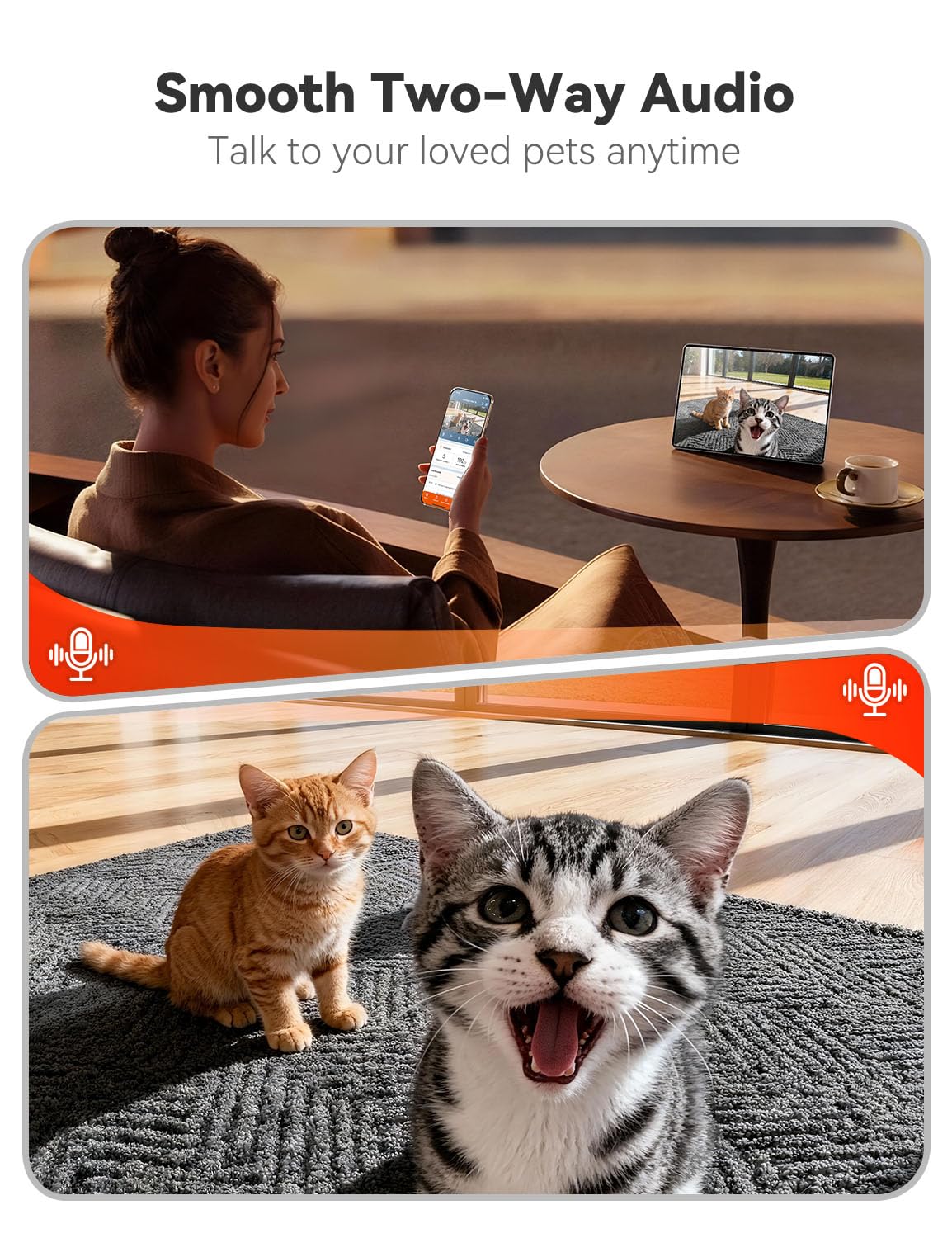 WOPET 1080p HD camera with night vision for clear pet monitoring.