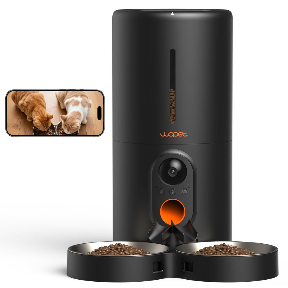 WOPET automatic feeder camera front view for remote meal monitoring.