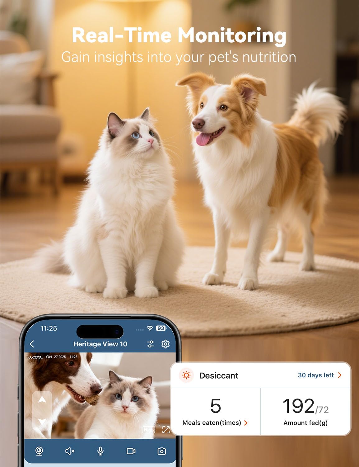WOPET low-food alert helps you refill before hunger.