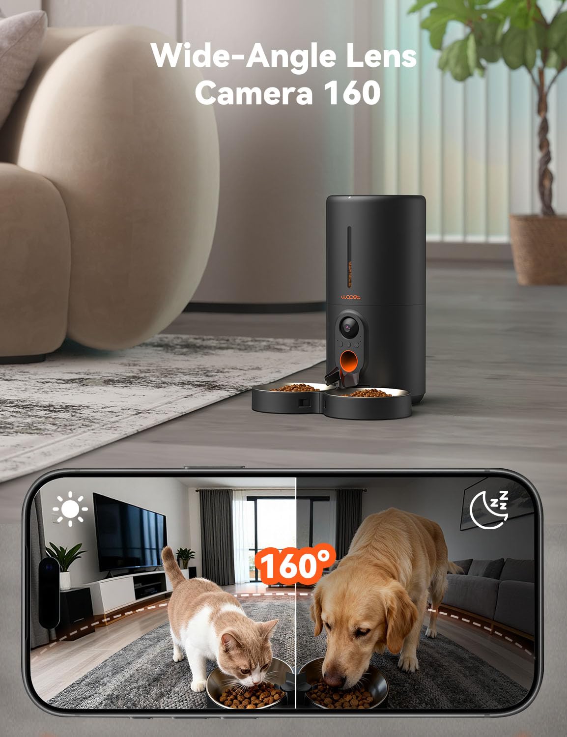 WOPET feeder night vision view ensures after-dark feeding checks.