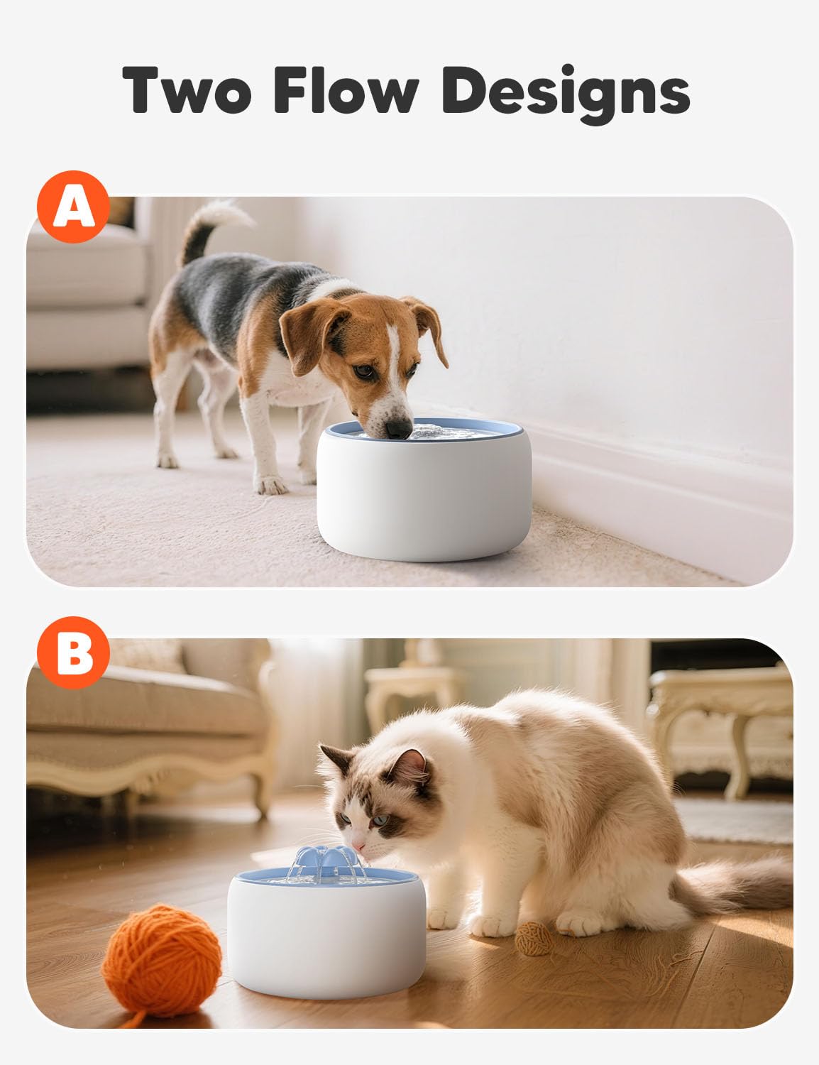 WOPET heavy ceramic base providing stability during drinking