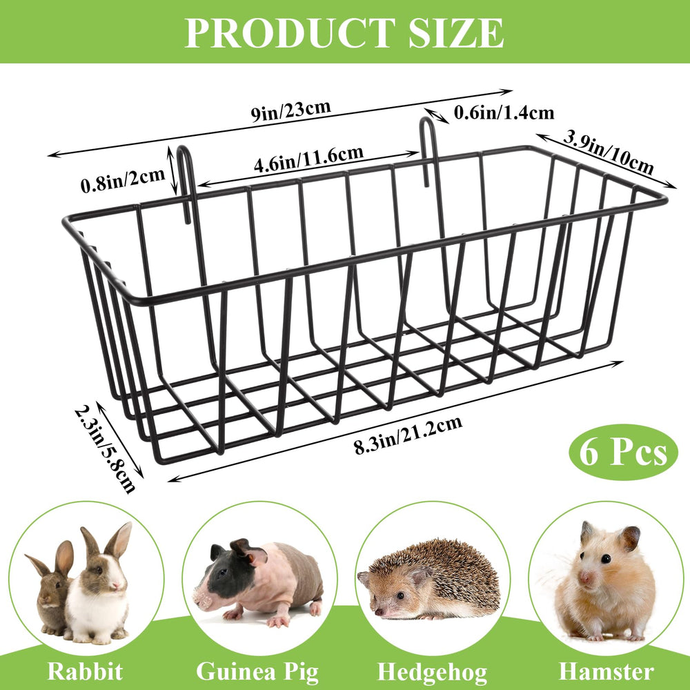 WOPPLXY metal rabbit hay holder with hooks shows sturdy, rust-resistant construction.