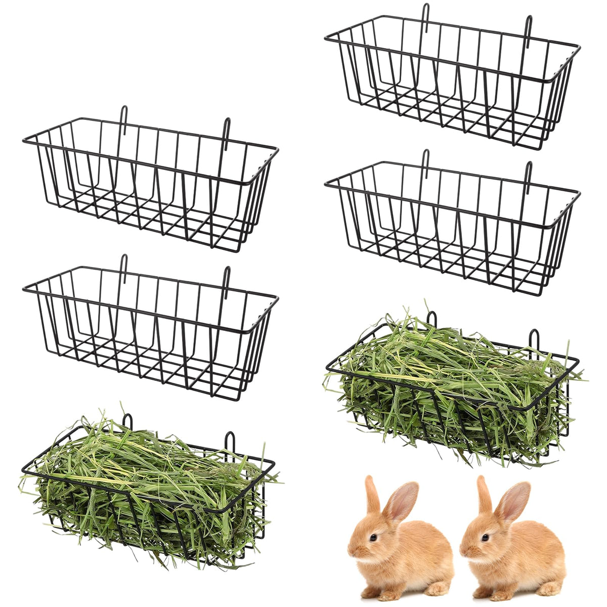 WOPPLXY six-pack rabbit hay racks display organized hay feeding.