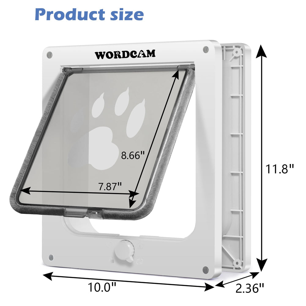Wordcam X-Large cat door inner opening measurement example.