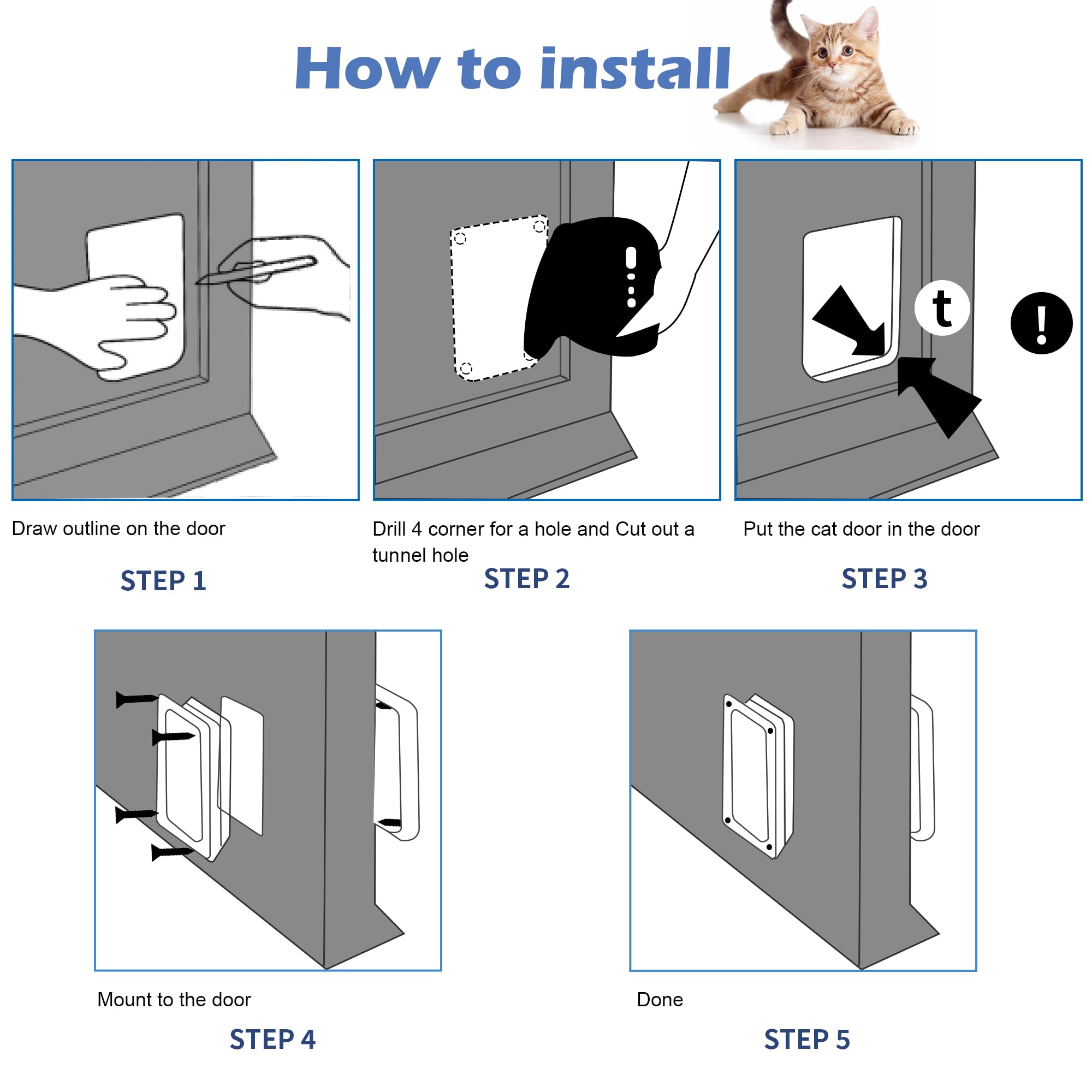 Wordcam X-Large Cat Door flap closeup shows strong acrylic panel.