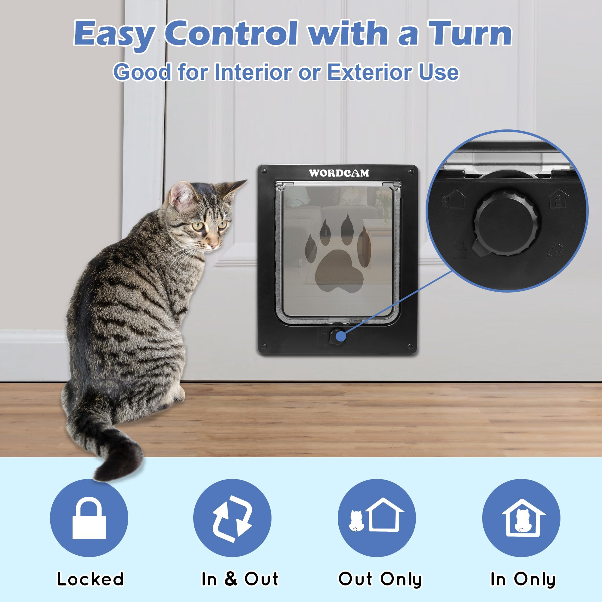 Wordcam X-Large Cat Door frame closeup highlights robust ABS and seal.