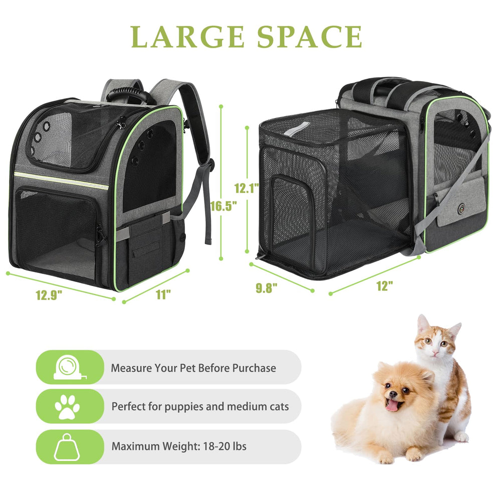 Worfty expandable cat carrier showing extended interior space