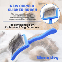 Worinkley professional grooming slicker for efficient knot and tangle removal