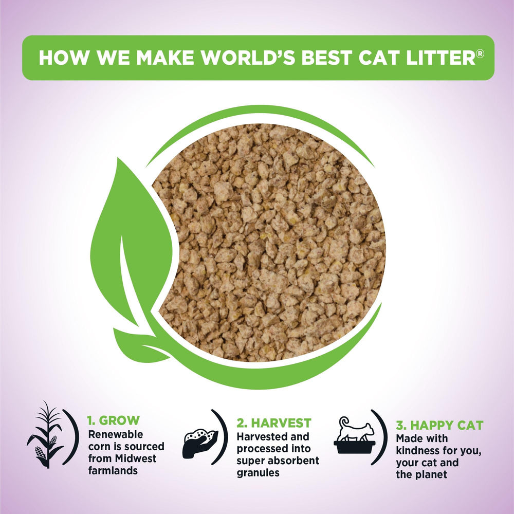 World's Best Cat Litter lavender scented bag closeup highlighting fragrance and clumping