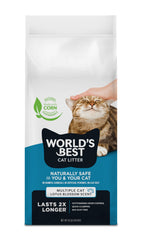 World's Best Cat Litter Lotus Blossom bag front shows natural formula for pet-safe use.