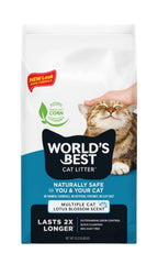 World's Best Cat Litter Lotus Blossom bag shows natural fresh scent and quick clumping.