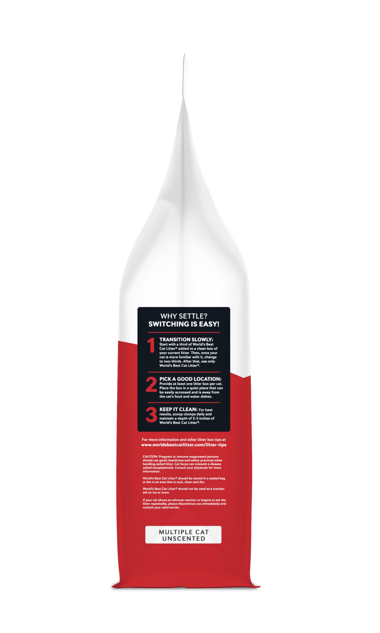 World's Best Cat Litter scoop shows proper 2-3 inch depth.