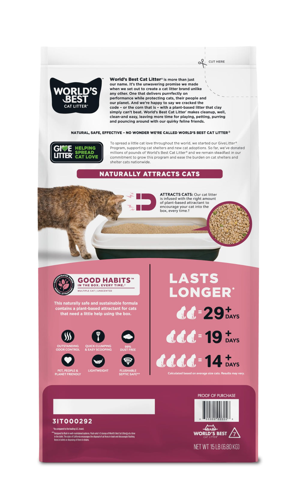 World's Best Cat Litter Multicat odor control reduces smells naturally.