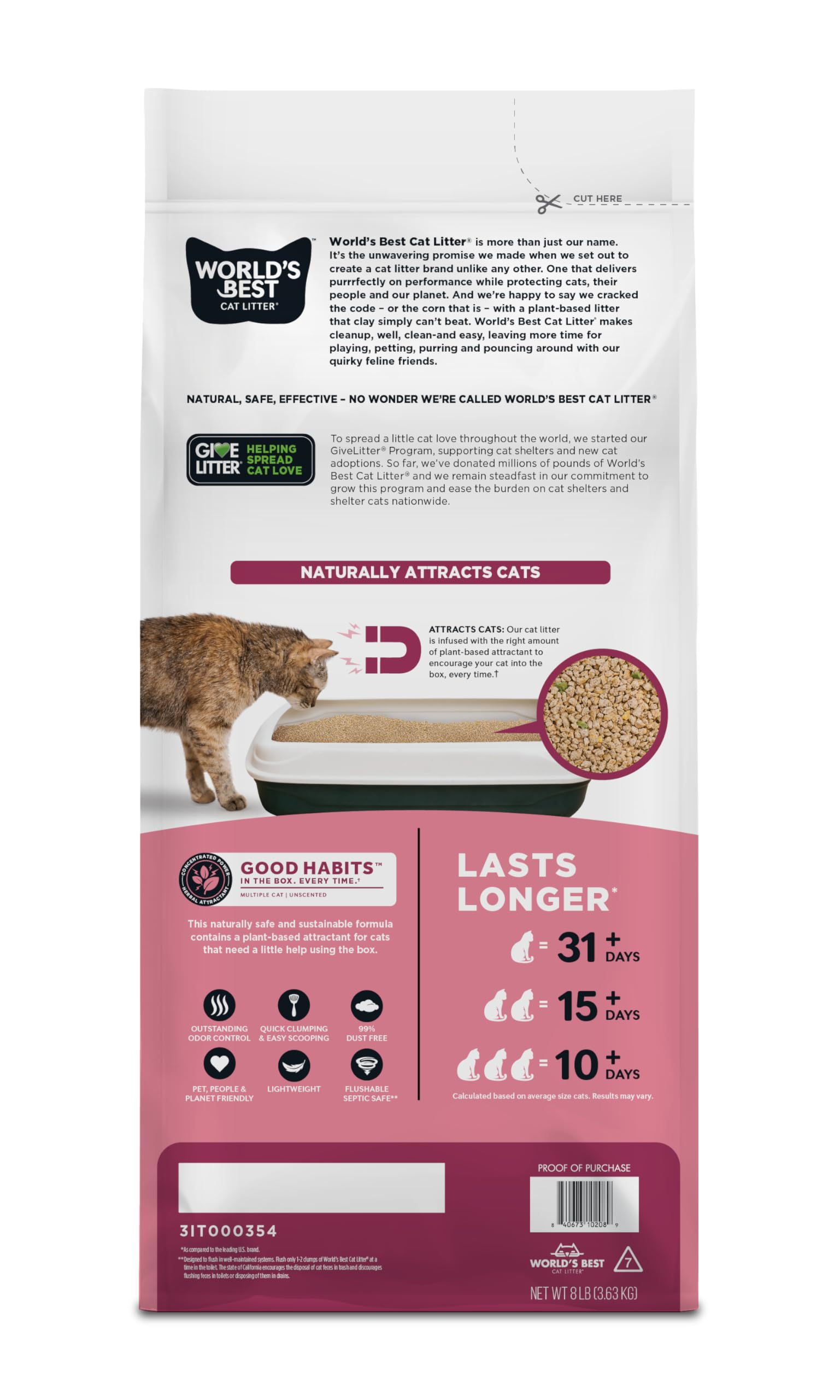 Worlds Best Cat Litter plant based ingredients closeup natural corn formula absorbs odors