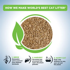 World's Best Cat Litter quick-clump action for fast cleanups in multi-cat homes.