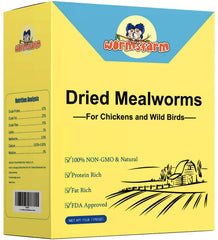 WormsFarm dried mealworms 11lb bag for chickens, crisp and protein-rich snack.