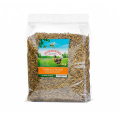 WORMSKING 2lb bag of dried mealworms ready for poultry feeding.