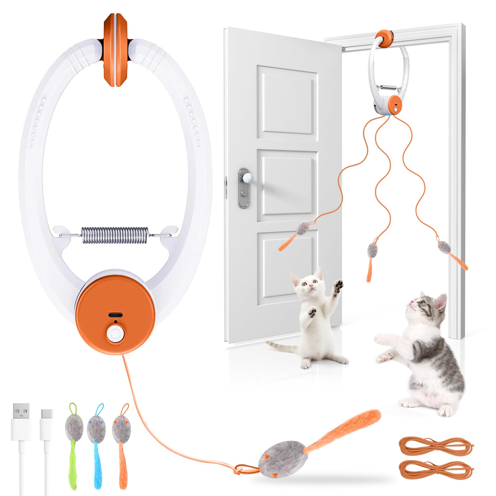 Wortade interactive cat toy bird feather wand in action for indoor play