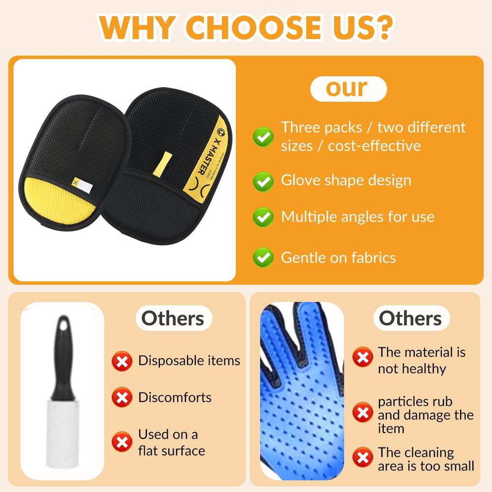 Wortade pet hair removal glove worn on hand glides smoothly for quick touch-ups