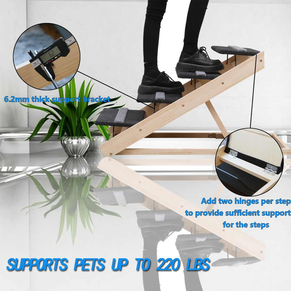 Wotunest sturdy wooden pet ramp provides reliable support for older pets.