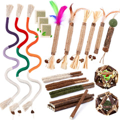 WOUSEDO catnip chew toys 27-pack showcasing natural scents to spark playful chewing.