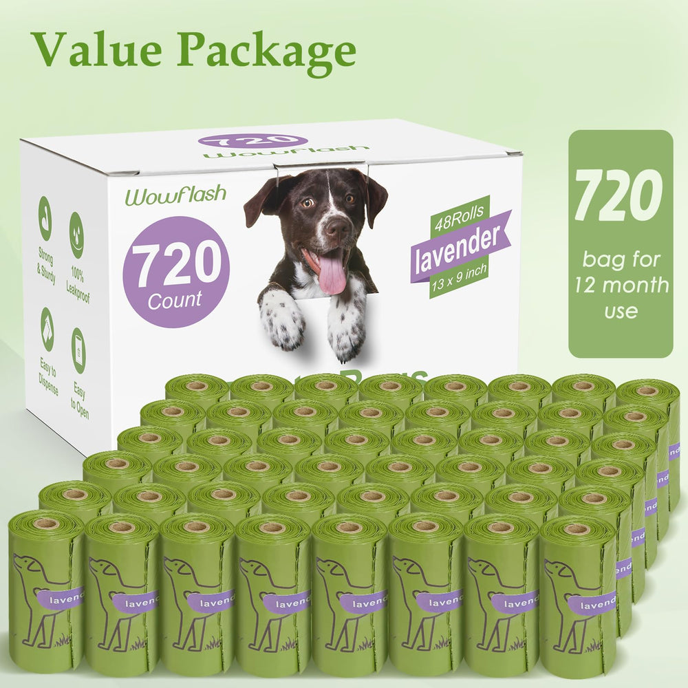 Wowflash 13 by 9 inch poop bags fit standard dispensers and many breeds.