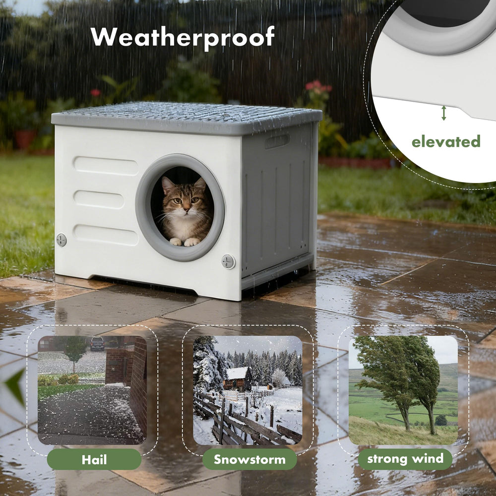 WOWOTOZN outdoor cat house round burrow entrance for secure, natural retreat.