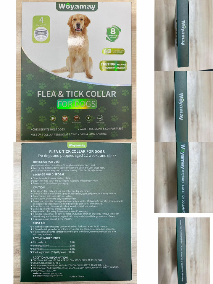 Woyamay adjustable black flea collar strap fits all dog sizes for comfortable wear.