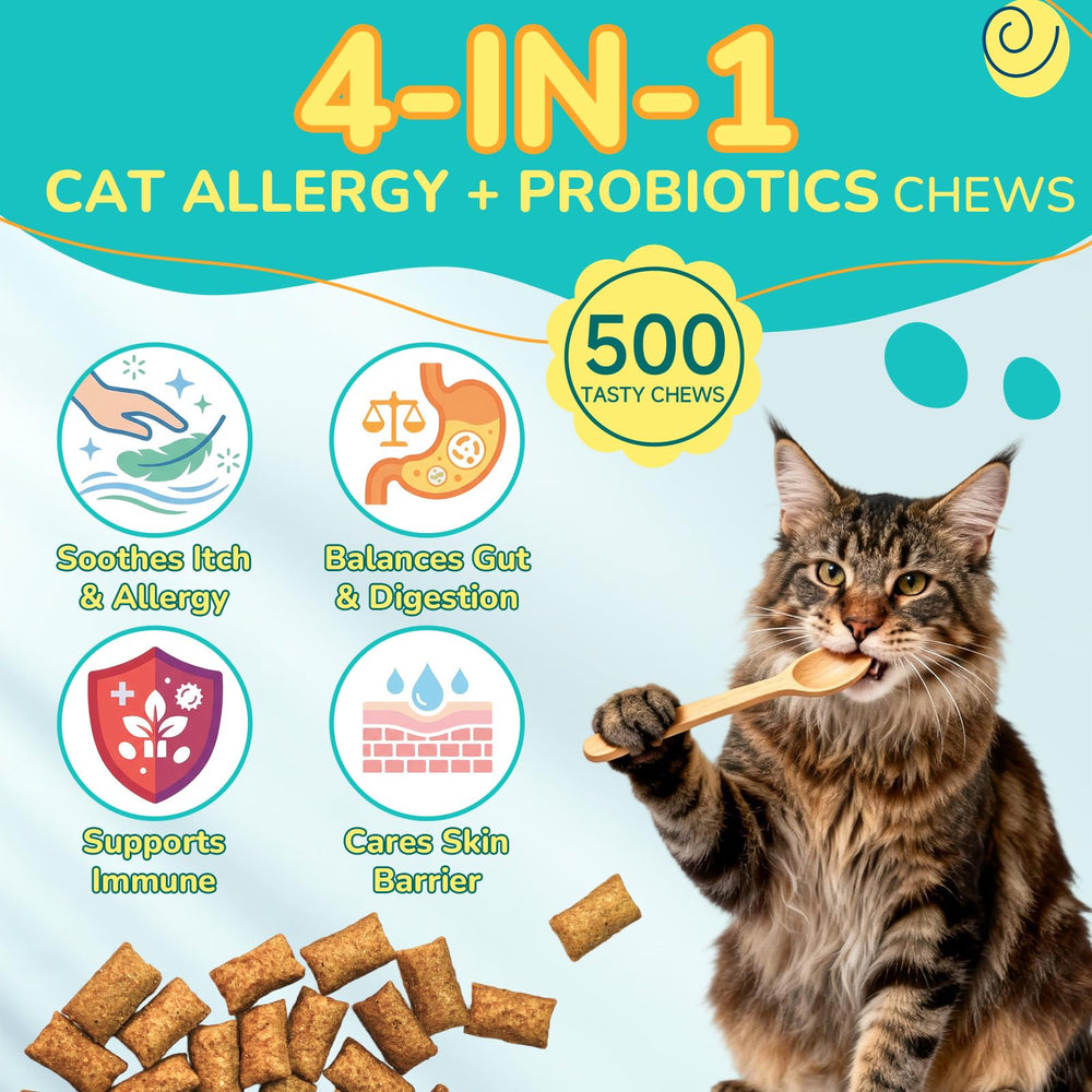Woyamay cat probiotic chews closeup highlights tasty chicken flavor for gut health.